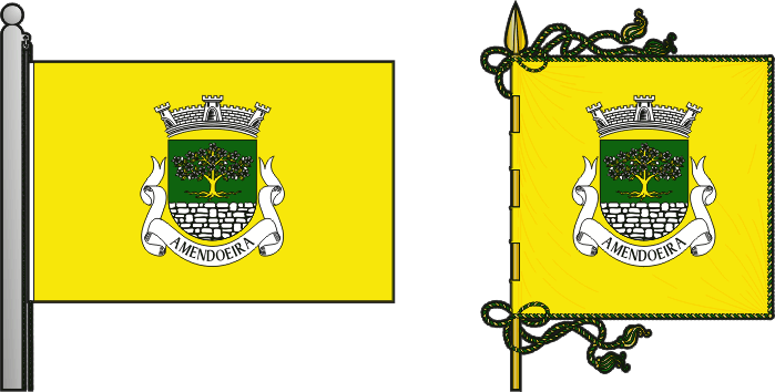 Bandeira e estandarte da freguesia de Amendoeira - Amendoeira civil parish, flag and banner Bandeira e estandarte da freguesia de Amendoeira - Amendoeira civil parish, flag and banner
