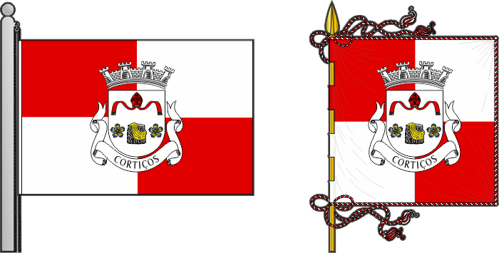 Bandeira e estandarte da freguesia de Cortiços - Cortiços civil parish, flag and banner Bandeira e estandarte da freguesia de Cortiços - Cortiços civil parish, flag and banner