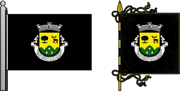 Bandeira e estandarte da União das freguesias de Espadanedo, Edroso, Murçós e Soutelo Mourisco - Espadanedo, Edroso, Murçós and Soutelo Mourisco civil parishes union flag and banner