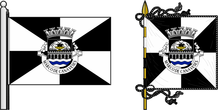 Bandeira e estandarte do Município de Marco de Canaveses - Marco de Canaveses municipal flag and banner Bandeira e estandarte do Município de Marco de Canaveses - Marco de Canaveses municipal flag and banner