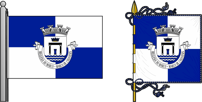 Bandeira e estandarte da Freguesia do Marco - Marco civil parish, flag and banner Bandeira e estandarte da Freguesia do Marco - Marco civil parish, flag and banner