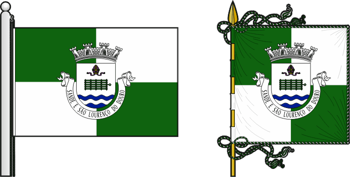 Bandeira e estandarte da Freguesia de Sande e São Lourenço do Douro - Sande and São Lourenço do Douro civil parish, flag and banner