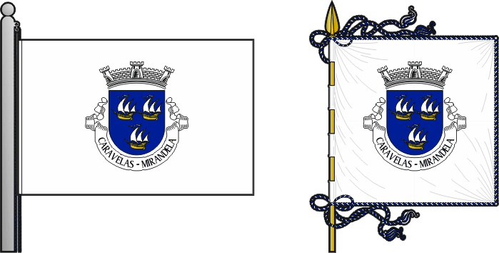 Bandeira e estandarte da freguesia de Caravelas - Caravelas civil parish, flag and banner Bandeira e estandarte da freguesia de Caravelas - Caravelas civil parish, flag and banner