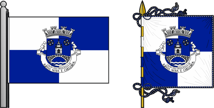 Bandeira e estandarte da União das freguesias de Igreja Nova e Cheleiros - Igreja Nova and Cheleiros civil parishes union flag and banner