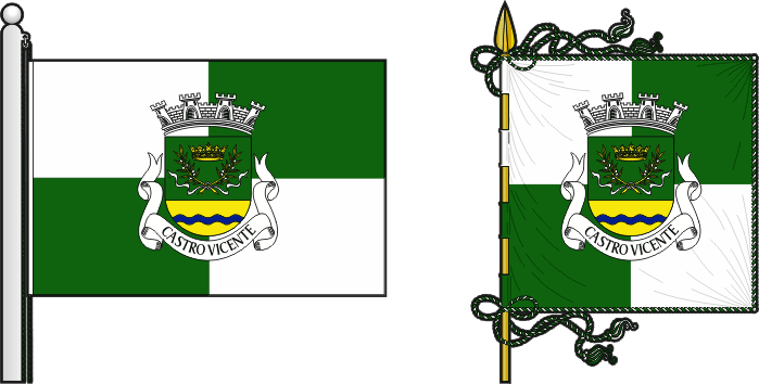 Bandeira e estandarte da freguesia de Castro Vicente - Castro Vicente civil parish, flag and banner Bandeira e estandarte da freguesia de Castro Vicente - Castro Vicente civil parish, flag and banner