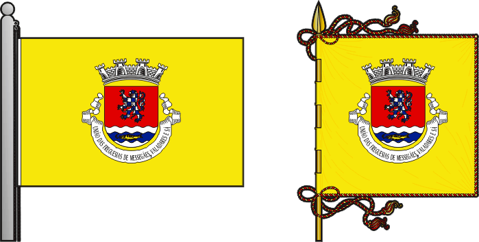 Bandeira e estandarte da União das freguesias de Messegães, Valadares e Sá - Messegães, Valadares and Sá civil parishes union flag and banner Bandeira e estandarte da União das freguesias de Messegães, Valadares e Sá - Messegães, Valadares and Sá civil parishes union flag and banner