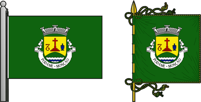 Bandeira e estandarte da freguesia de Podame - Podame civil parish, flag and banner