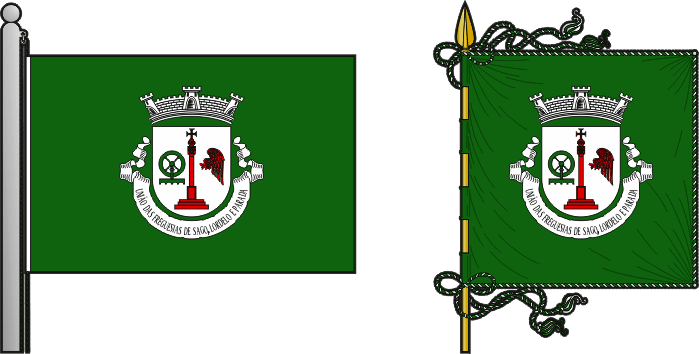 Bandeira e estandarte da União das freguesias de Sago, Lordelo e Parada - Sago, Lordelo and Parada civil parishes union flag and banner