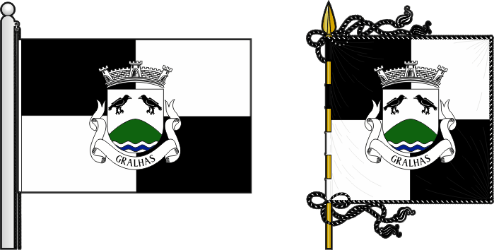 Bandeira e estandarte da freguesia de Gralhas - Gralhas civil parish, flag and banner Bandeira e estandarte da freguesia de Gralhas - Gralhas civil parish, flag and banner