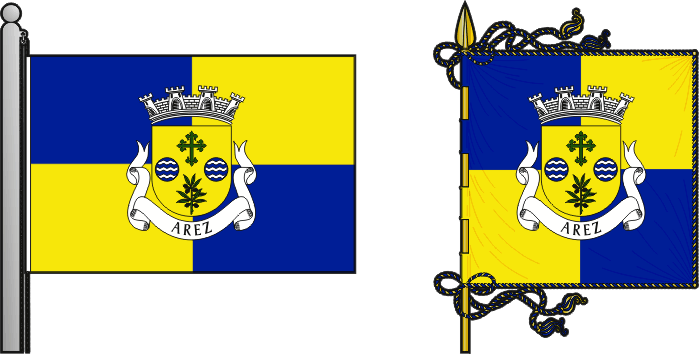 Bandeira e estandarte da freguesia de Arez - Arez civil parish, flag and banner Bandeira e estandarte da freguesia de Arez - Arez civil parish, flag and banner
