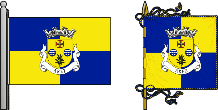 Bandeira e estandarte da freguesia de Arez - Arez civil parish, flag and banner Bandeira e estandarte da freguesia de Arez - Arez civil parish, flag and banner