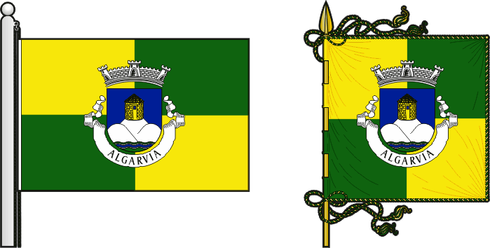 Bandeira e estandarte da freguesia de Algarvia - Algarvia civil parish, flag and banner Bandeira e estandarte da freguesia de Algarvia - Algarvia civil parish, flag and banner