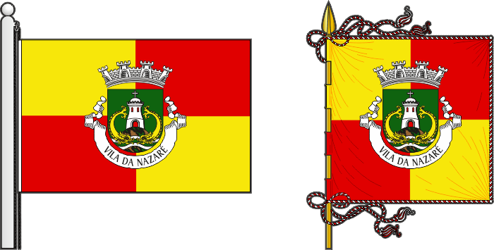 Bandeira e estandarte do Município de Bombarral - Bombarral municipal flag and banner Bandeira e estandarte do Município da Nazaré - Nazaré municipal flag and banner
