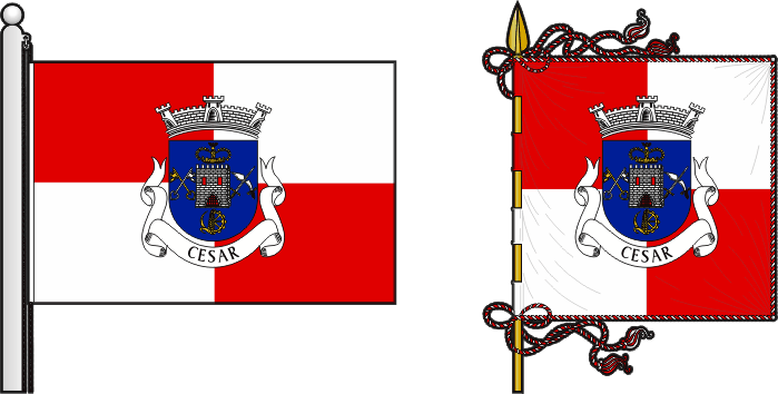 Bandeira e estandarte da freguesia de Cesar - Cesar civil parish, flag and banner