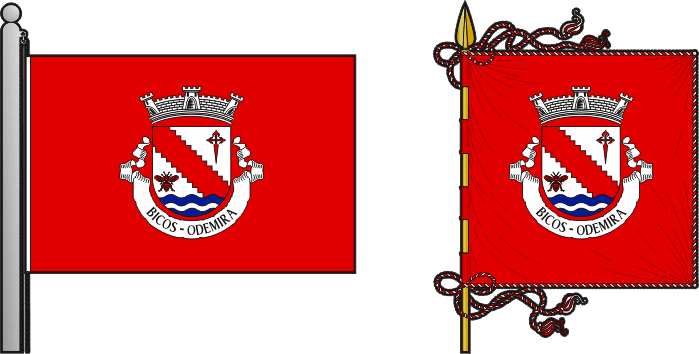 Bandeira e estandarte da antiga freguesia de Bicos - Bicos former civil parish, flag and banner Bandeira e estandarte da antiga freguesia de Bicos - Bicos former civil parish, flag and banner