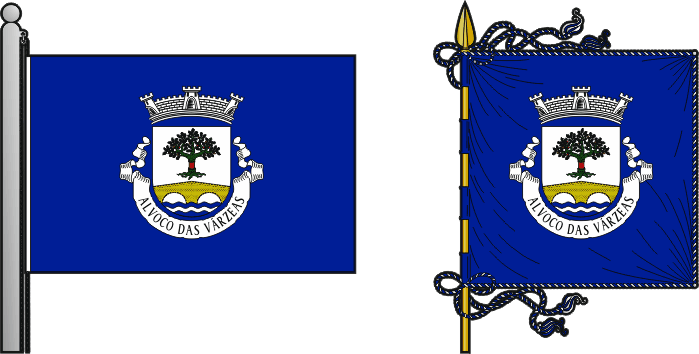 Bandeira e estandarte da freguesia de Alvoco das Várzeas - Alvoco das Várzeas civil parish, flag and banner