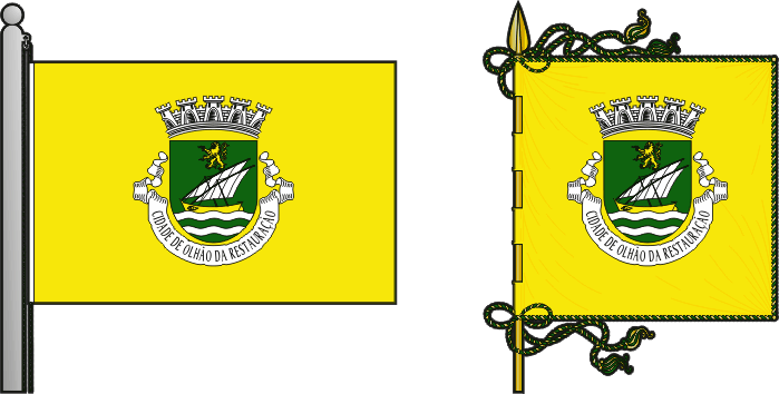 Bandeira e estandarte do município de Olhão - Olhão municipal flag and banner Bandeira e estandarte do município de Olhão - Olhão municipal flag and banner