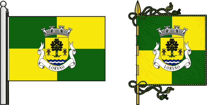 Bandeira e estandarte da freguesia de Lorvão - Lorvão civil parish, flag and banner Bandeira e estandarte da freguesia de Lorvão - Lorvão civil parish, flag and banner
