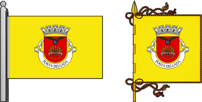 Bandeira e estandarte do Município de Ponta Delgada - Ponta Delgada municipal flag and banner Bandeira e estandarte do Município de Ponta Delgada - Ponta Delgada municipal flag and banner