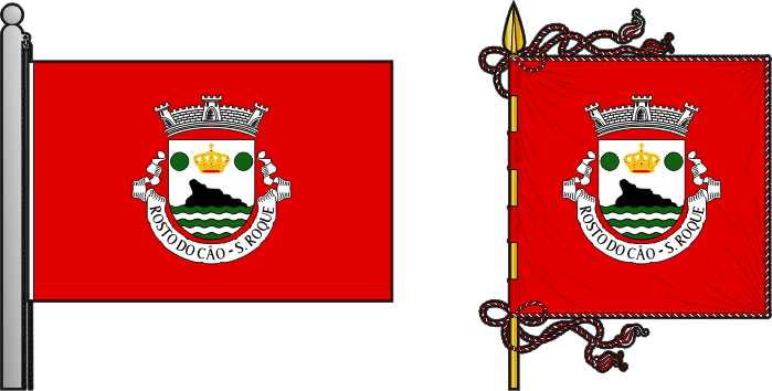 Bandeira e estandarte da freguesia de Rosto do Cão (São Roque) - Rosto do Cão (São Roque) civil parish, flag and banner Bandeira e estandarte da freguesia de Rosto do Cão (São Roque) - Rosto do Cão (São Roque) civil parish, flag and banner