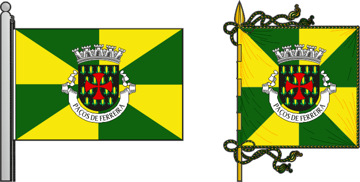 Bandeira e estandarte do Município de Paços de Ferreira - Paços de Ferreira municipal flag and banner Bandeira e estandarte do Município de Paços de Ferreira - Paços de Ferreira municipal flag and banner