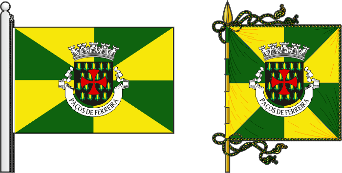 Bandeira e estandarte do Município de Paços de Ferreira - Paços de Ferreira municipal flag and banner Bandeira e estandarte do Município de Paços de Ferreira - Paços de Ferreira municipal flag and banner