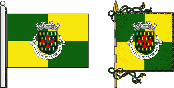 Bandeira e estandarte do Município de Paços de Ferreira - Paços de Ferreira municipal flag and banner Bandeira e estandarte do Município de Paços de Ferreira - Paços de Ferreira municipal flag and banner