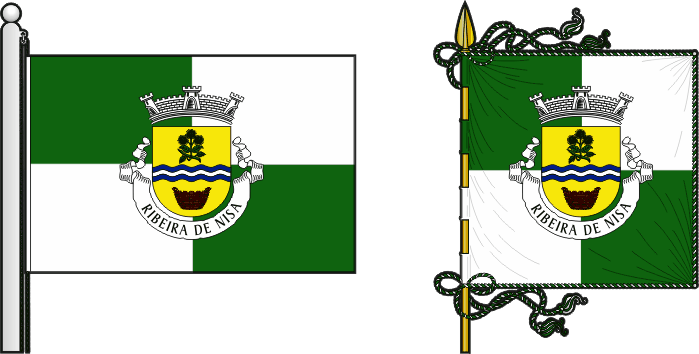 Bandeira e estandarte da antiga freguesia de Ribeira de Nisa - Ribeira de Nisa former civil parish, flag and banner Bandeira e estandarte da antiga freguesia de Ribeira de Nisa - Ribeira de Nisa former civil parish, flag and banner