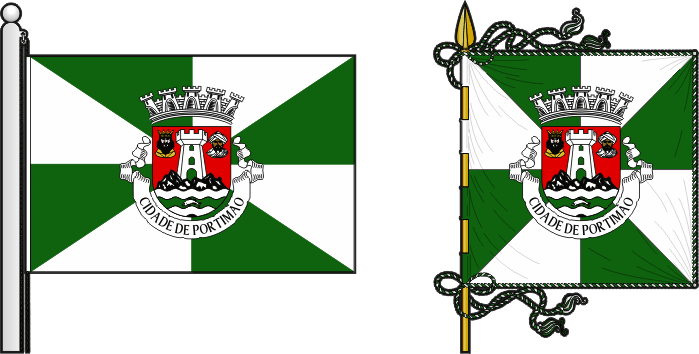 Bandeira e estandarte do Município de Portimão - Portimão municipal flag and banner Bandeira e estandarte do Município de Portimão - Portimão municipal flag and banner