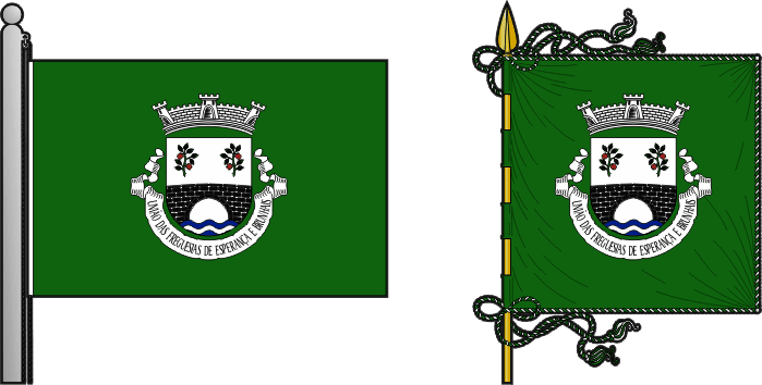 Bandeira e estandarte da União das freguesias de Esperança e Brunhais - Esperança and Brunhais civil parishes union flag and banner Bandeira e estandarte da União das freguesias de Esperança e Brunhais - Esperança and Brunhais civil parishes union flag and banner