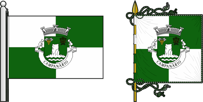 Bandeira e estandarte da freguesia de Campanário - Campanário civil parish, flag and banner