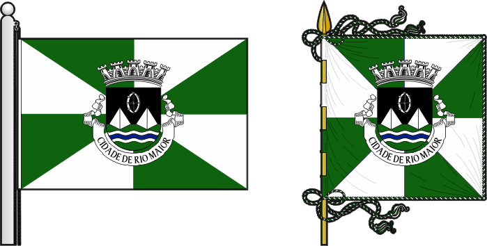 Bandeira e estandarte do Município de Rio Maior - Rio Maior municipal flag and banner