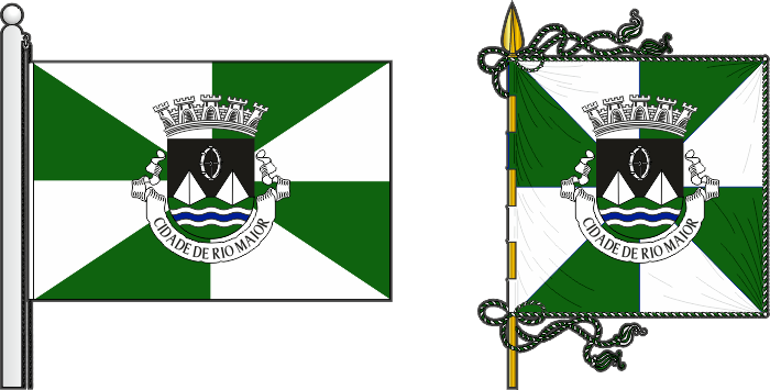 Bandeira e estandarte do Município de Rio Maior - Rio Maior municipal flag and banner