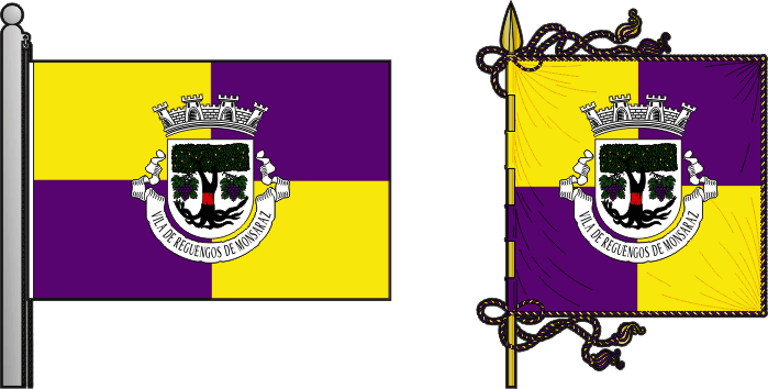 Bandeira e estandarte do Município de Reguengos de Monsaraz - Reguengos de Monsaraz municipal flag and banner Bandeira e estandarte do Município de Reguengos de Monsaraz - Reguengos de Monsaraz municipal flag and banner