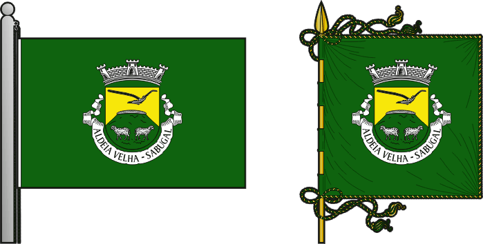 Bandeira e estandarte da freguesia de Aldeia Velha - Aldeia Velha civil parish, flag and banner