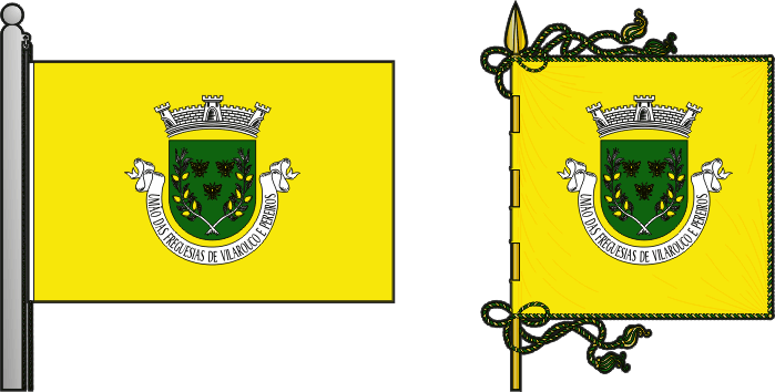 Bandeira e estandarte da União das freguesias de Vilarouco e Pereiros - Vilarouco and Pereiros civil parishes union flag and banner