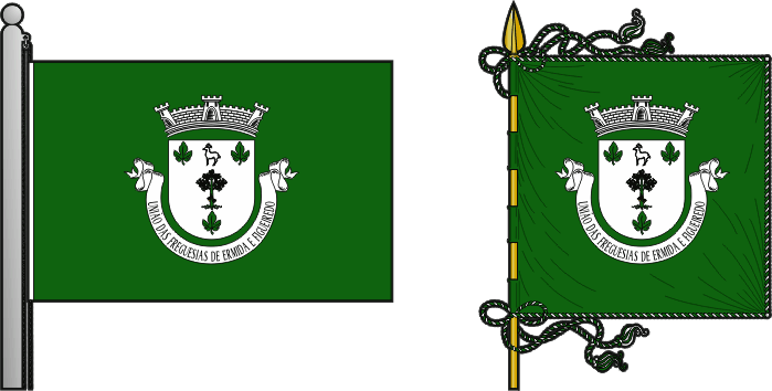 Bandeira e estandarte da União das freguesias de Ermida e Figueiredo - Ermida and Figueiredo civil parishes union flag and banner Bandeira e estandarte da União das freguesias de Ermida e Figueiredo - Ermida and Figueiredo civil parishes union flag and banner