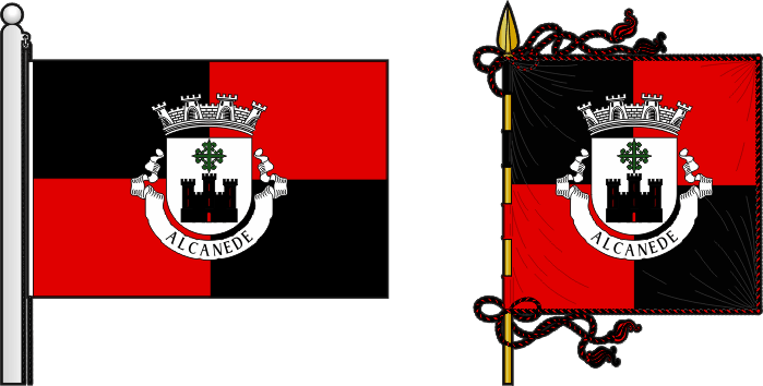 Bandeira e estandarte da freguesia de Alcanede - Alcanede civil parish, flag and banner Bandeira e estandarte da freguesia de Alcanede - Alcanede civil parish, flag and banner