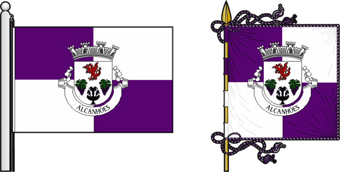 Bandeira e estandarte da freguesia de Alcanhões - Alcanhões civil parish, flag and banner