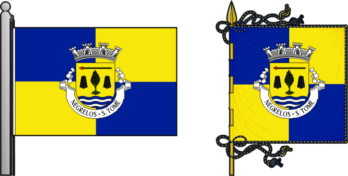 Bandeira e estandarte da freguesia de Negrelos (São Tomé) - Negrelos (São Tomé) civil parish, flag and banner Bandeira e estandarte da freguesia de Negrelos (São Tomé) - Negrelos (São Tomé) civil parish, flag and banner