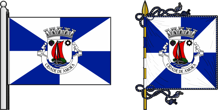 Bandeira e estandarte da freguesia de Amora - Amora civil parish, flag and banner Bandeira e estandarte da freguesia de Amora - Amora civil parish, flag and banner