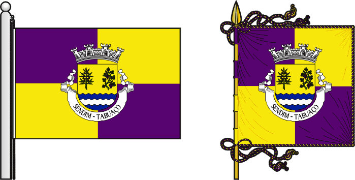 Bandeira e estandarte da freguesia de Sendim - Sendim civil parish, flag and banner