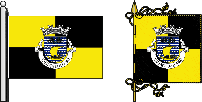 Bandeira e estandarte da freguesia de Valença do Douro - Valença do Douro civil parish, flag and banner Bandeira e estandarte da freguesia de Valença do Douro - Valença do Douro civil parish, flag and banner