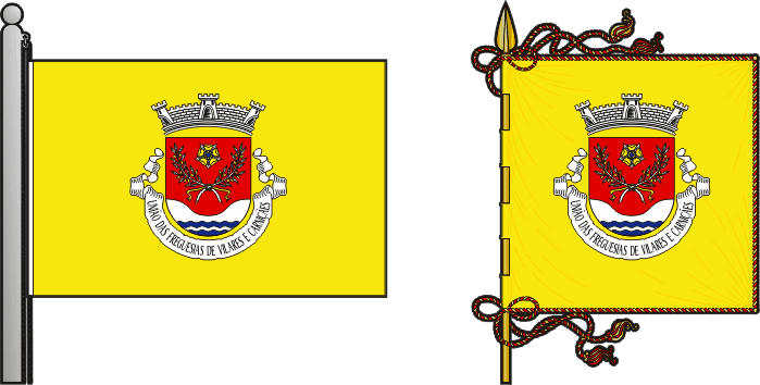 Bandeira e estandarte da União das freguesias de Vilares e Carnicães - Vilares and Carnicães civil parishes union flag and banner Bandeira e estandarte da União das freguesias de Vilares e Carnicães - Vilares and Carnicães civil parishes union flag and banner