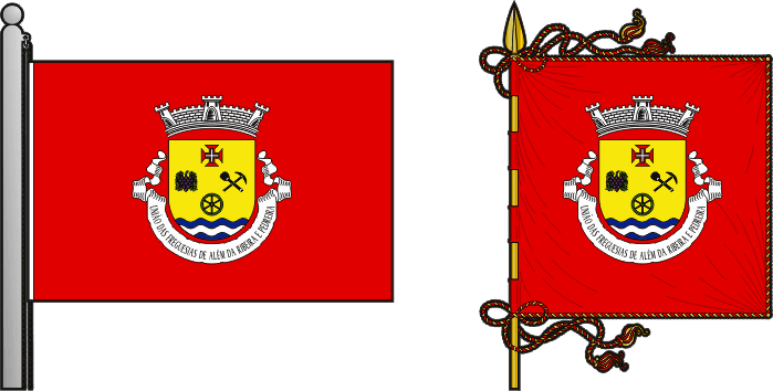 Bandeira e estandarte da União das freguesias de Além da Ribeira e Pedreira - Além da Ribeira and Pedreira civil parishes union flag and banner