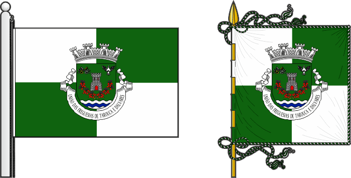 Bandeira e estandarte da União das freguesias de Tarouca e Dálvares - Tarouca and Dálvares civil parishes union flag and banner Bandeira e estandarte da União das freguesias de Tarouca e Dálvares - Tarouca and Dálvares civil parishes union flag and banner