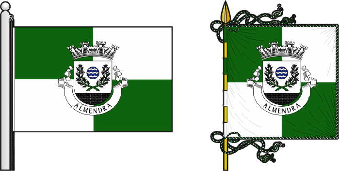 Bandeira e estandarte da freguesia de Almendra - Almendra civil parish, flag and banner Bandeira e estandarte da freguesia de Almendra - Almendra civil parish, flag and banner