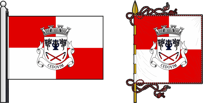 Bandeira e estandarte da freguesia de Cedovim - Cedovim civil parish, flag and banner Bandeira e estandarte da freguesia de Cedovim - Cedovim civil parish, flag and banner