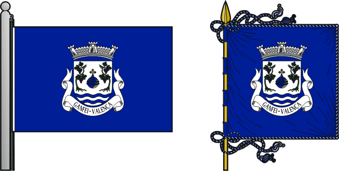 Bandeira e estandarte da freguesia de Ganfei - Ganfei civil parish, flag and banner Bandeira e estandarte da freguesia de Ganfei - Ganfei civil parish, flag and banner