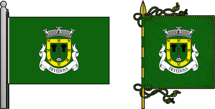 Bandeira e estandarte da freguesia de Ervedosa - Ervedosa civil parish, flag and banner